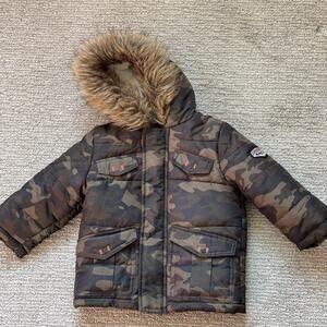 Rothschild Baby Boy 12 Month Camouflage Faux Fur Trim Hooded Multi-Pocket Parka